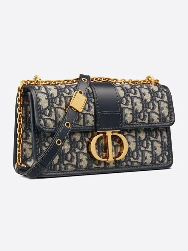 30 Montaigne East West Oblique Jacquard Chain Shoulder Bag Blue