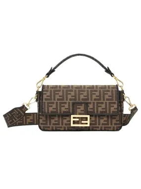 Baguette FF Jacquard Shoulder Bag Brown