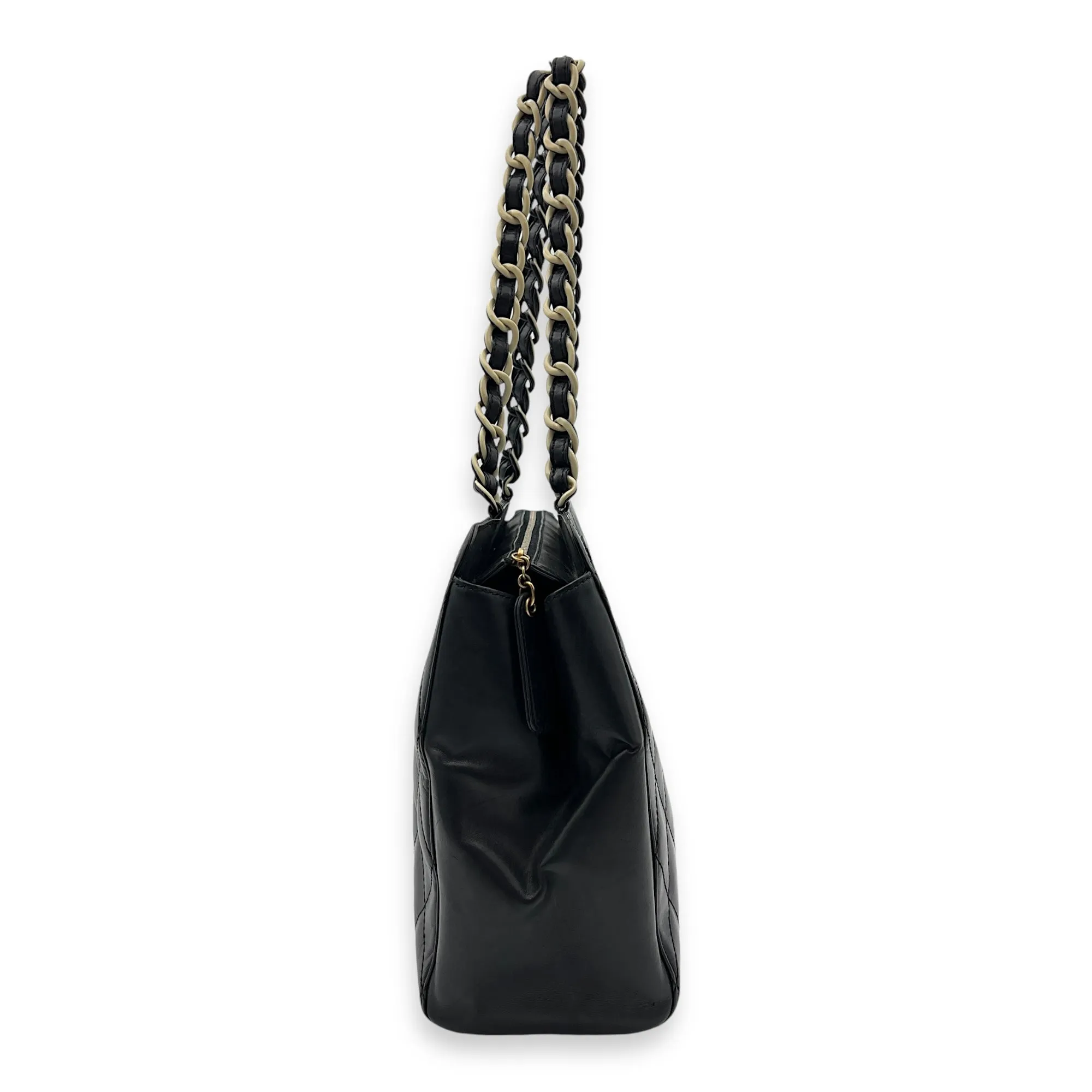 CC Tote Bag Black in Lambskin, Silver hardware