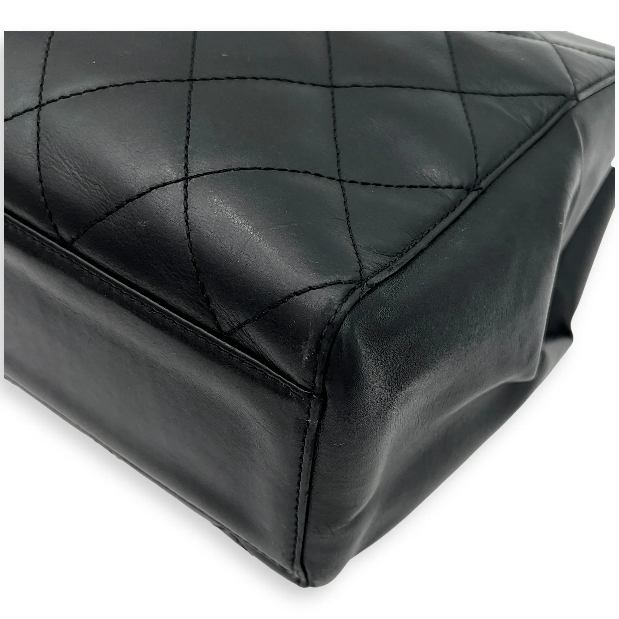 CC Tote Bag Black in Lambskin, Silver hardware