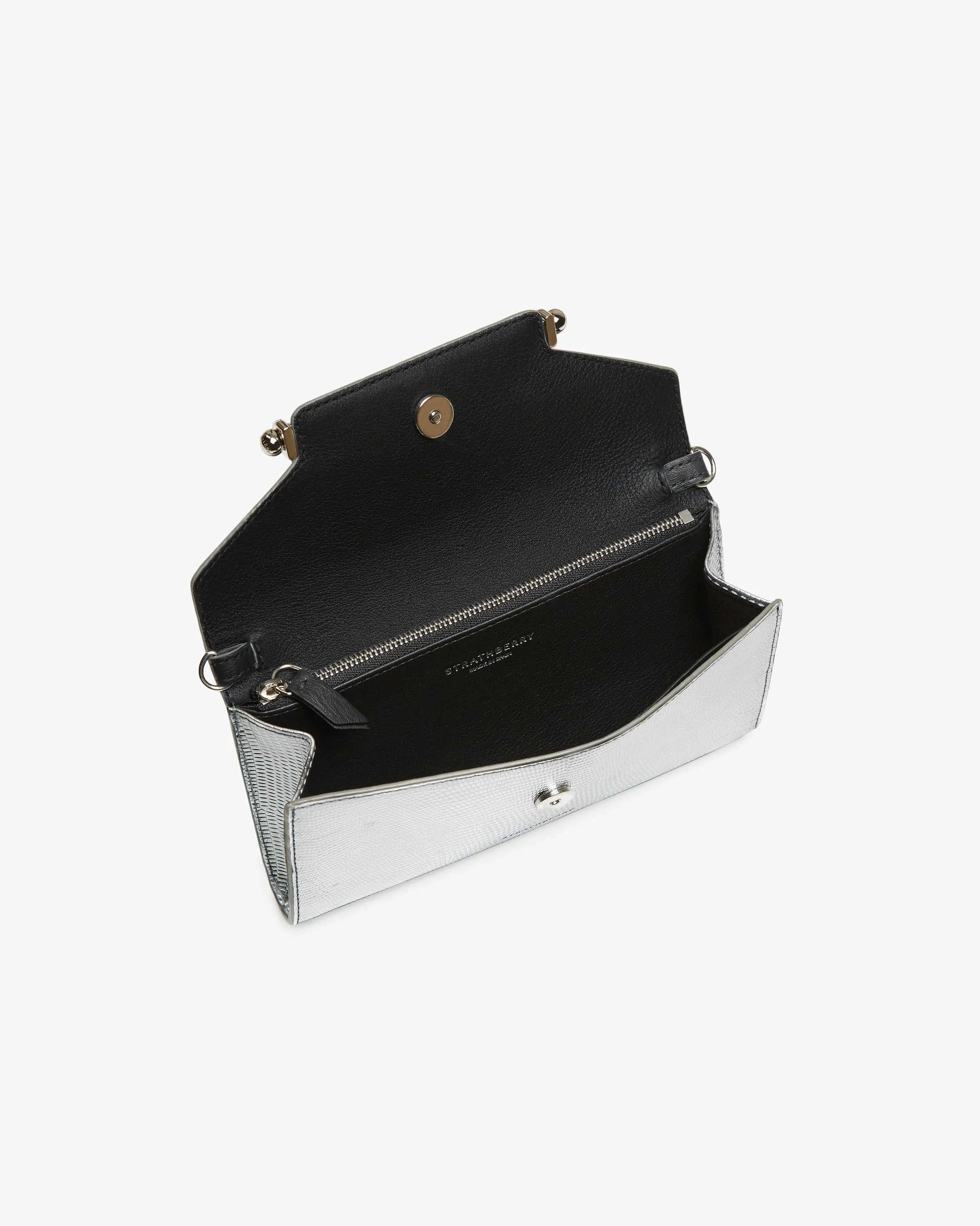Multrees Chain Wallet - Lizard Embossed Silver with Silver Hardware